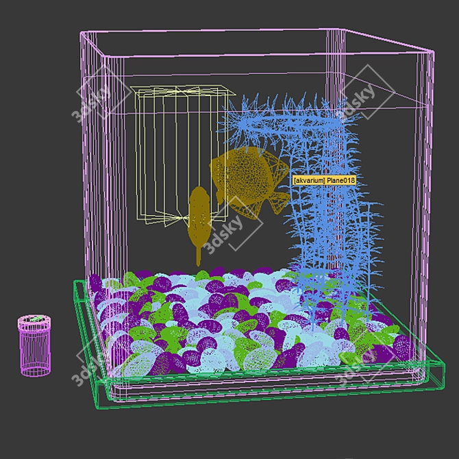 Exotic Angel Fish Aquarium 3D model image 3
