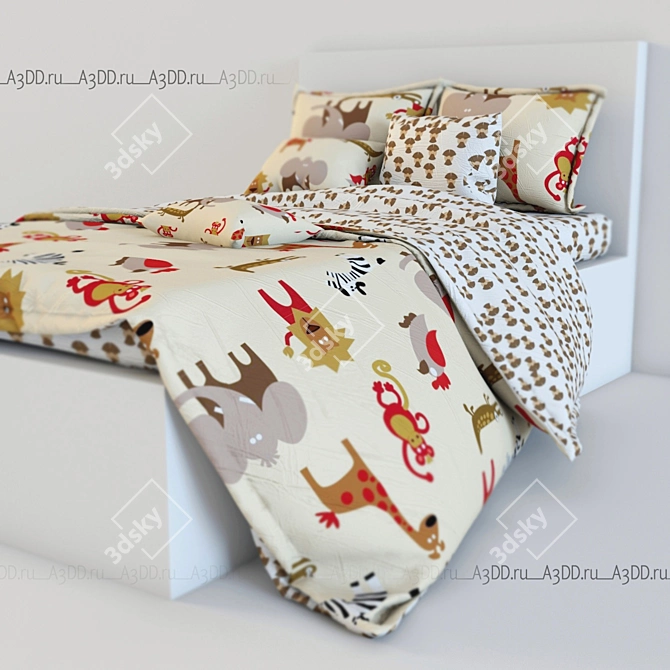 Playful Kids Bed Set 3D model image 2