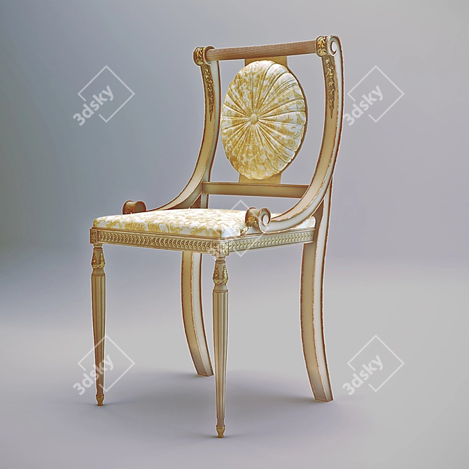 Riva Classic Chair with Carved Details & Gold Accents 3D model image 1