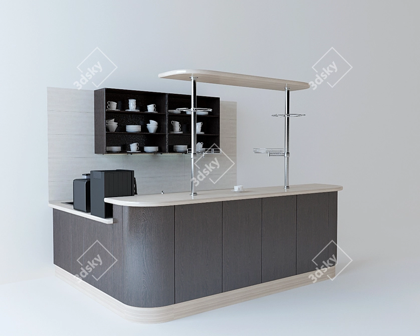 Sleek Kitchen Bar Counter 3D model image 2