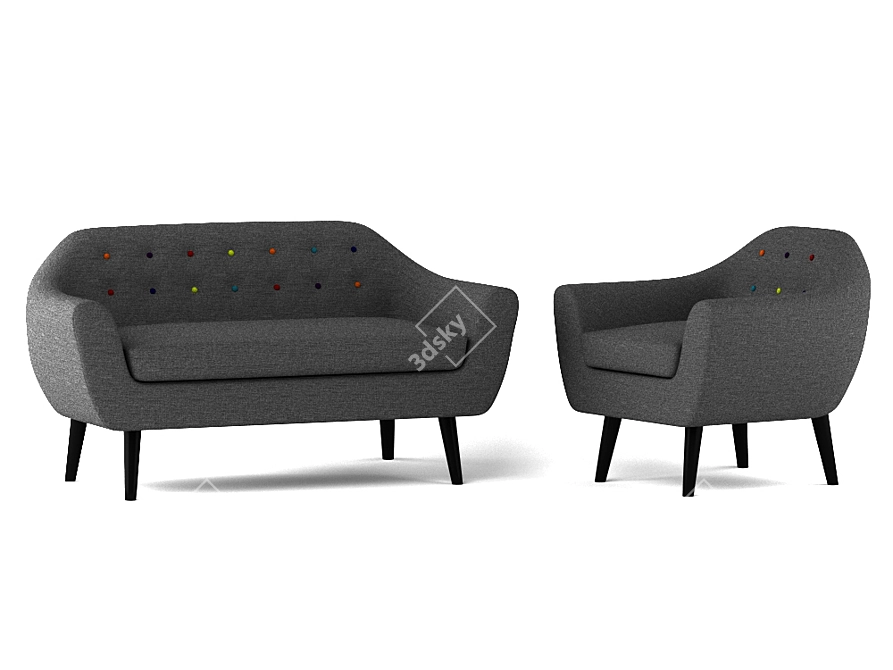 Elegant Ritchie Armchair and Sofa 3D model image 1