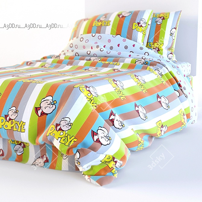 Playful Children's Bed with Fun Patterns 3D model image 1