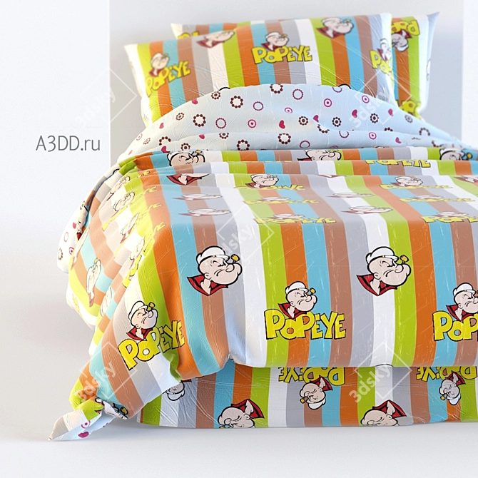 Playful Children's Bed with Fun Patterns 3D model image 2