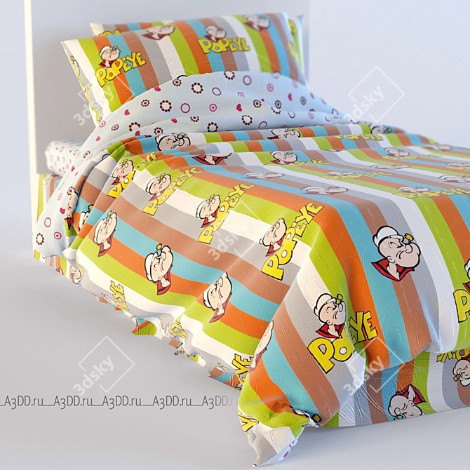 Playful Children's Bed with Fun Patterns 3D model image 3