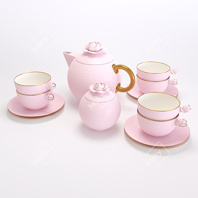 Porcellane Villari Tea set 3D model image 1