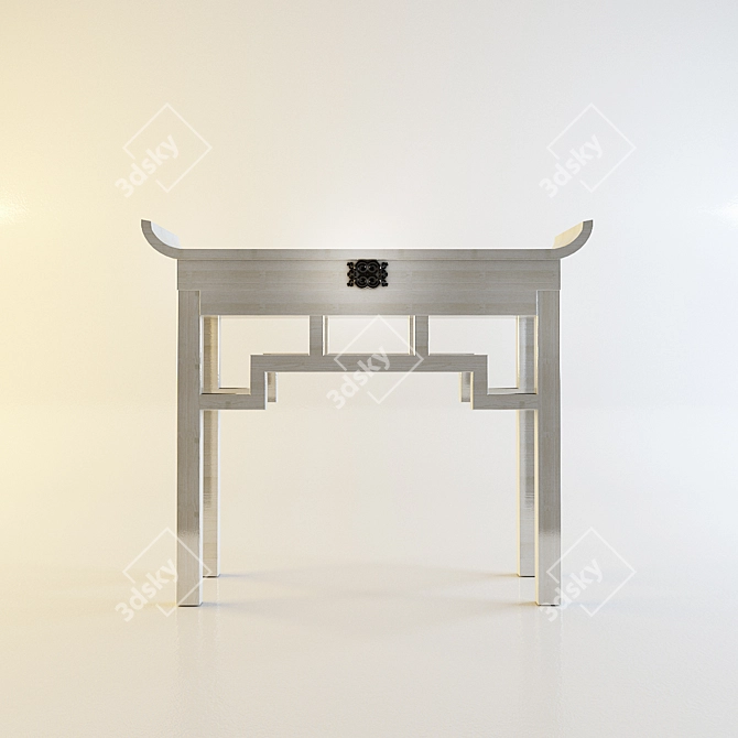 Asian Style Mango Wood Console 3D model image 1