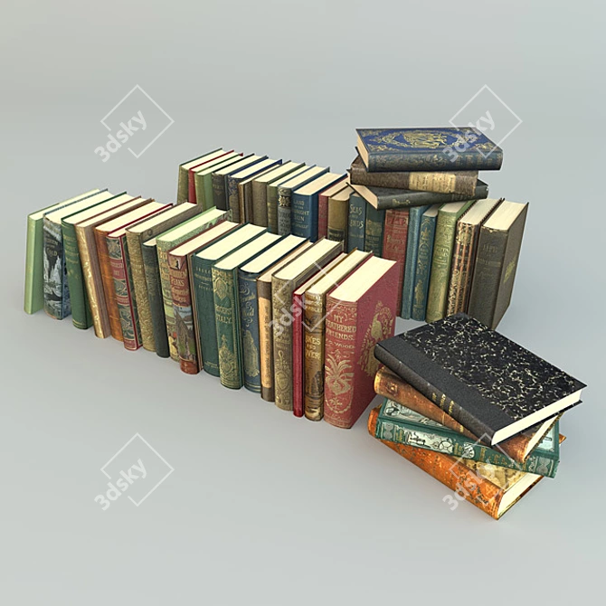 Vintage Book Collection 3D model image 1