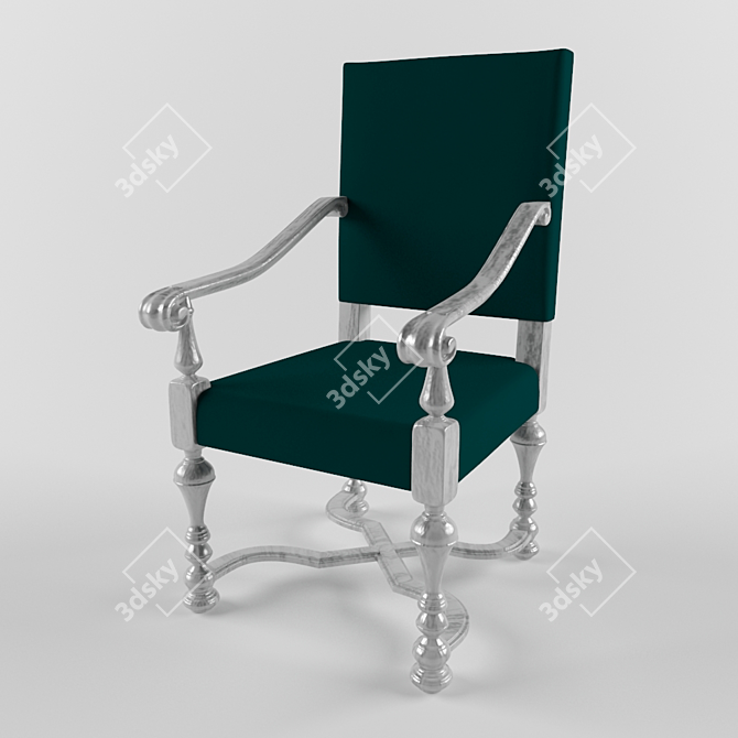 Elegant Vintage Silver Chair 3D model image 1