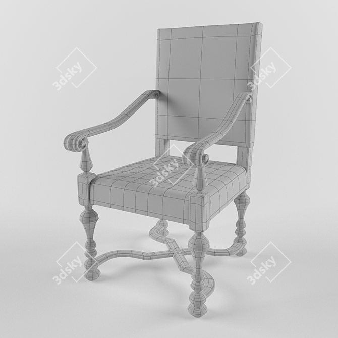 Elegant Vintage Silver Chair 3D model image 2