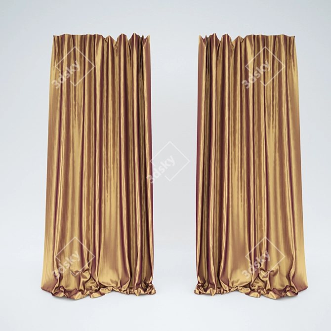 Golden Elegance Curtain 3D model image 1