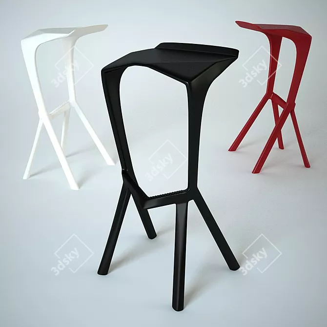 Title: Minimalist Miura Stool - Three Color Options 3D model image 1