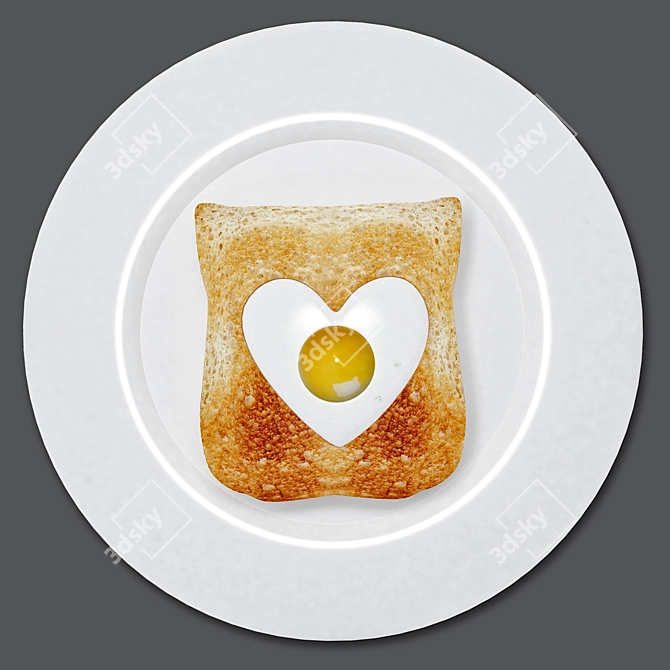 Toast with Scrambled Eggs 3D model image 1