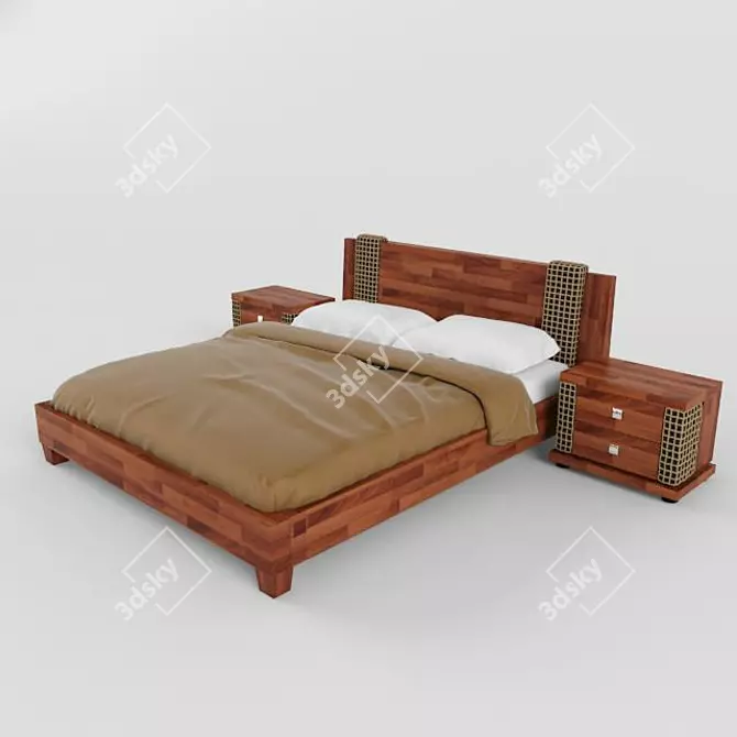 Vinotti Tahiti Bed - Elegant and Spacious 3D model image 1