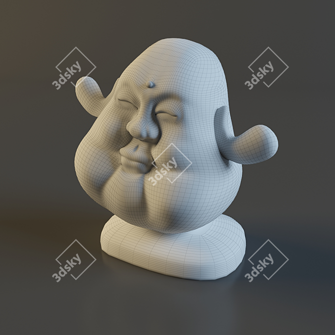  Serene Stone Buddha Head 3D model image 2