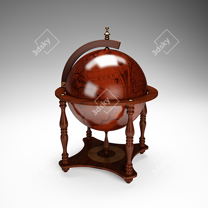 Vintage Globe Decor: Timeless Interior Accent 3D model image 1