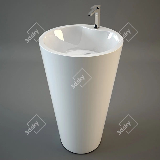 Modern White Sink 3D model image 1