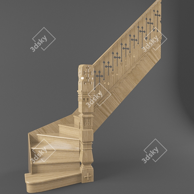 Church Staircase: Carved Elegance 3D model image 1