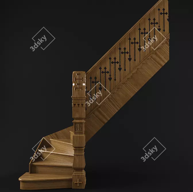 Church Staircase: Carved Elegance 3D model image 2