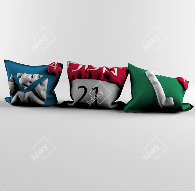 Designer Geometric Pillows 3D model image 1