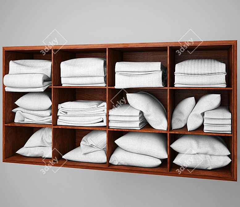 Cozy Shelf: Pillows & Blankets 3D model image 1