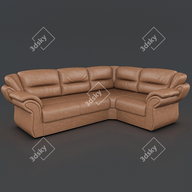 Title: Handcrafted Leather Sofa 3D model image 1