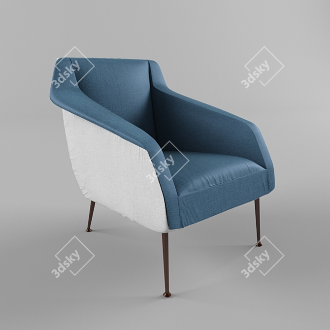 Elegant Mid-Century Lounge Chair 3D model image 1