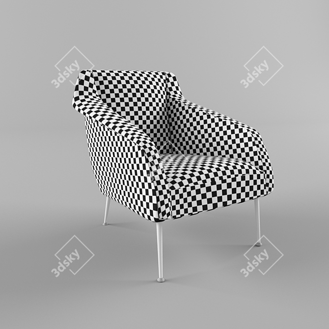 Elegant Mid-Century Lounge Chair 3D model image 3