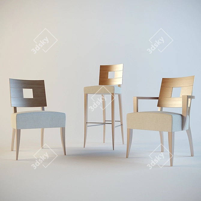 Elegant Seating Solution: Andreu World Chairs 3D model image 1