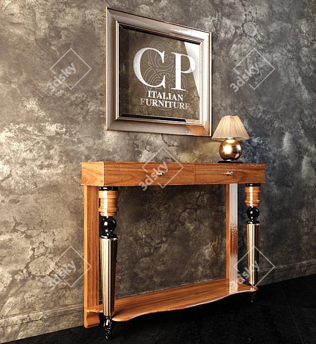 Art Deco Console and Mirror Set 3D model image 2