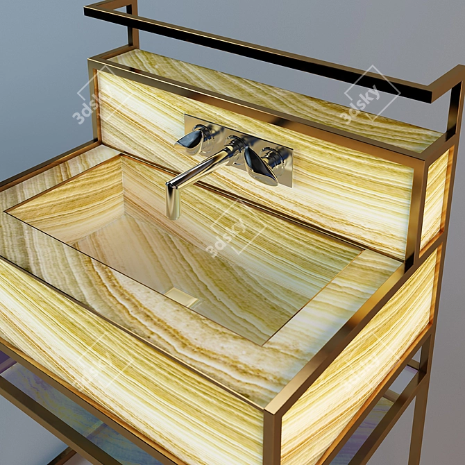 Illuminated Onyx Sink for Bathroom 3D model image 2