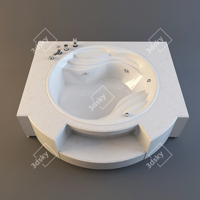 Sleek Acrylic Bath: Integrated 3D model image 1