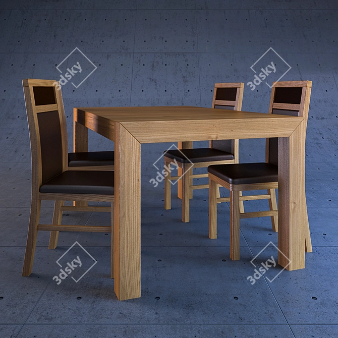 Modern Dining Table Set 3D model image 1