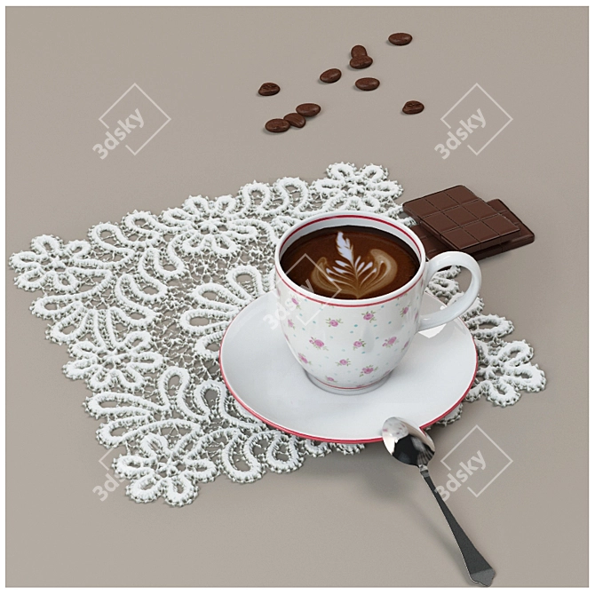 Shabby Chic Inspired Coffee Composition 3D model image 1