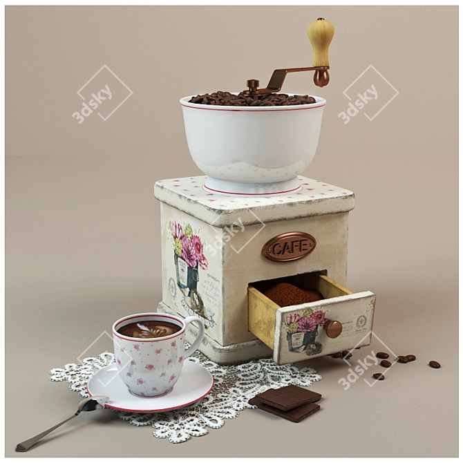 Shabby Chic Inspired Coffee Composition 3D model image 2