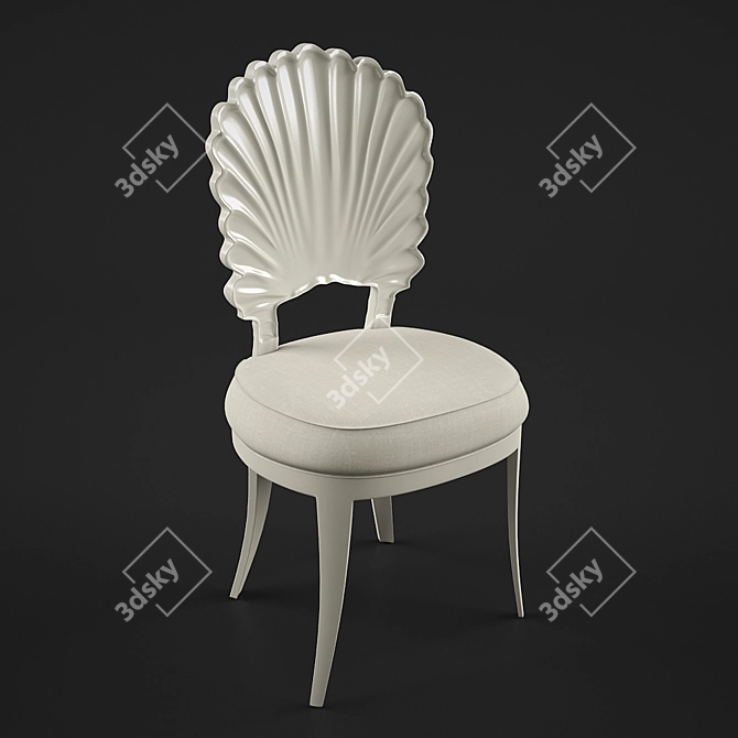 Elegant White Shell Chair 3D model image 1