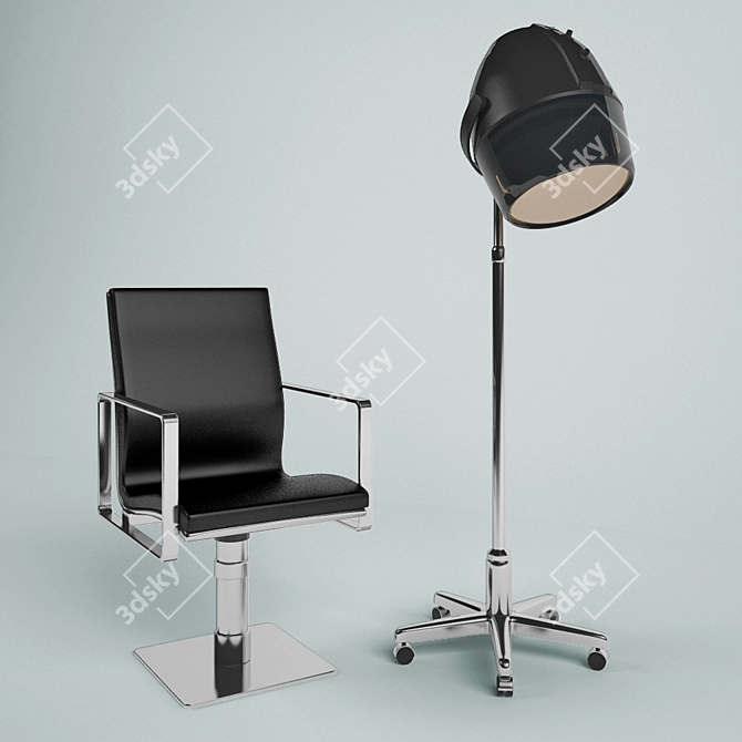 SalonStyle Hair Dryer & Chair 3D model image 1