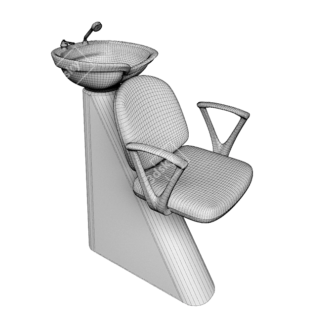 Deep White Sink + Comfy Black Chair 3D model image 2
