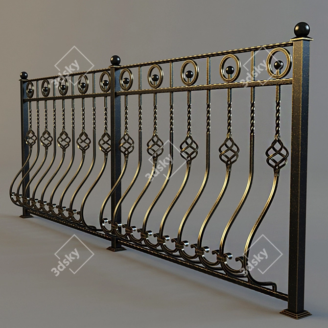 Elegant Wrought Fence 3D model image 1