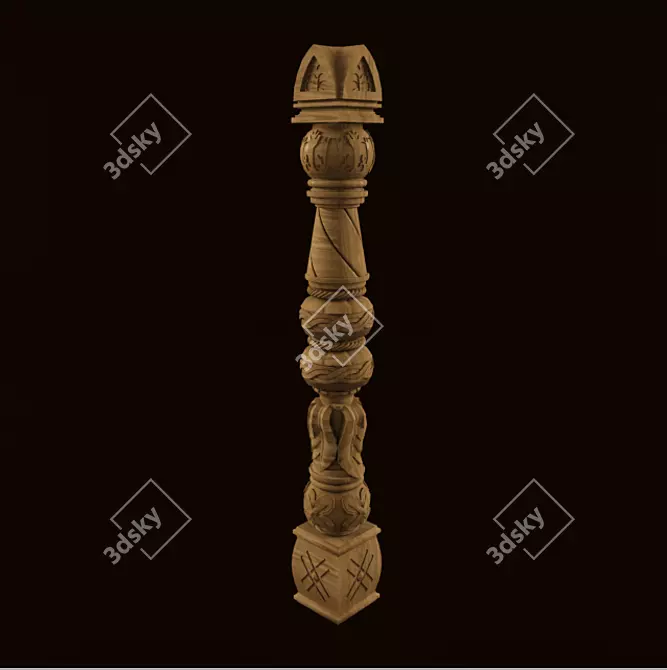 Title: Ancient Russian Style Carved Pillar 3D model image 2