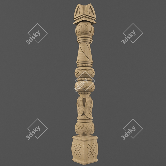 Title: Ancient Russian Style Carved Pillar 3D model image 3