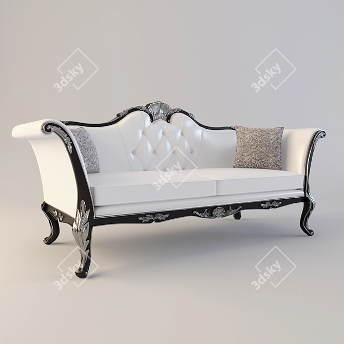 Elegant Neoclassical 3-Seater Sofa 3D model image 1