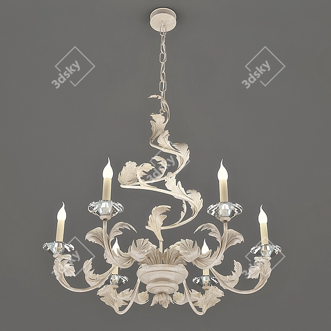 Elegant Artistic Iron Chandelier 3D model image 1