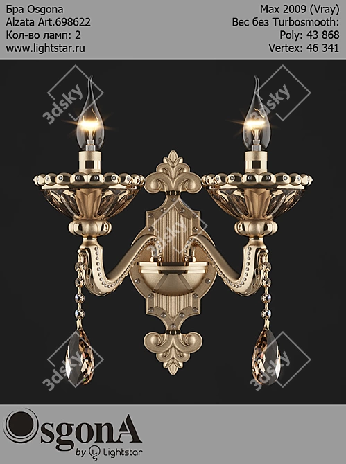 Osgona Alzata Art Crystal Wall Sconce 3D model image 1