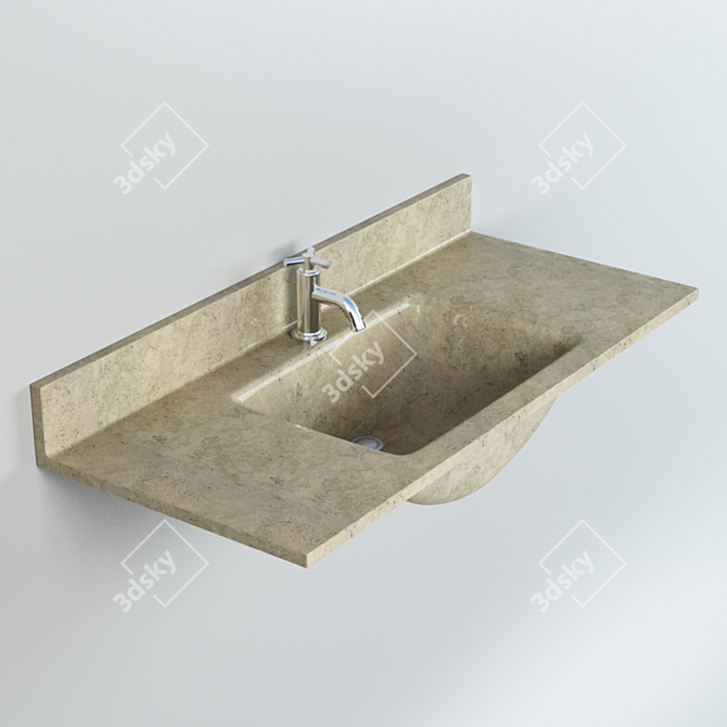 Sleek Round Wash Basin 3D model image 1