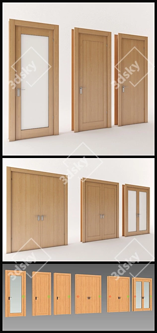 6 Set Generic Interior Doors [Hinged] 3D model image 1