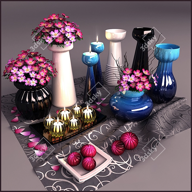 Title: 3D Decor Objects Set 3D model image 1