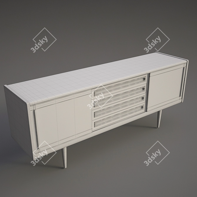 Authentic Aged Vintage Sideboard 3D model image 3