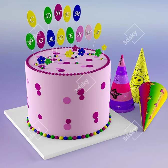 Rainbow Cake Mastic Delight 3D model image 1