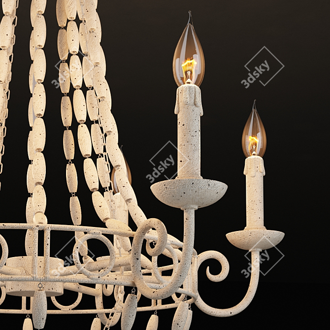 Gesso Finish 6-Light Chandelier 3D model image 2