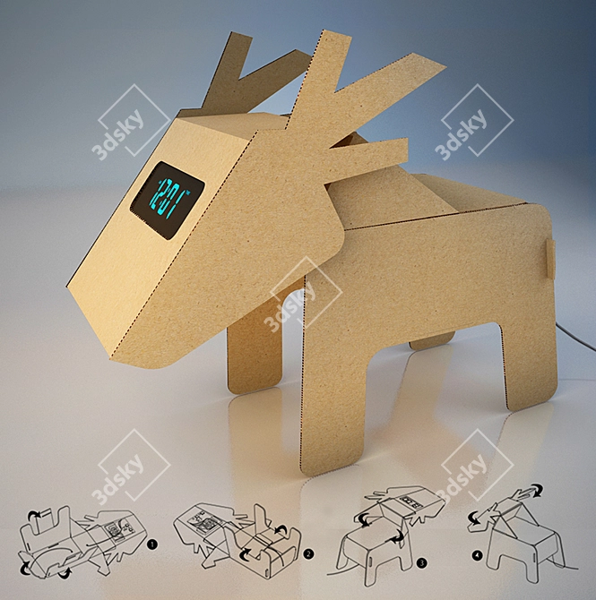 DIY Deer Alarm Clock: Easy Assembly, Glue-Free 3D model image 1